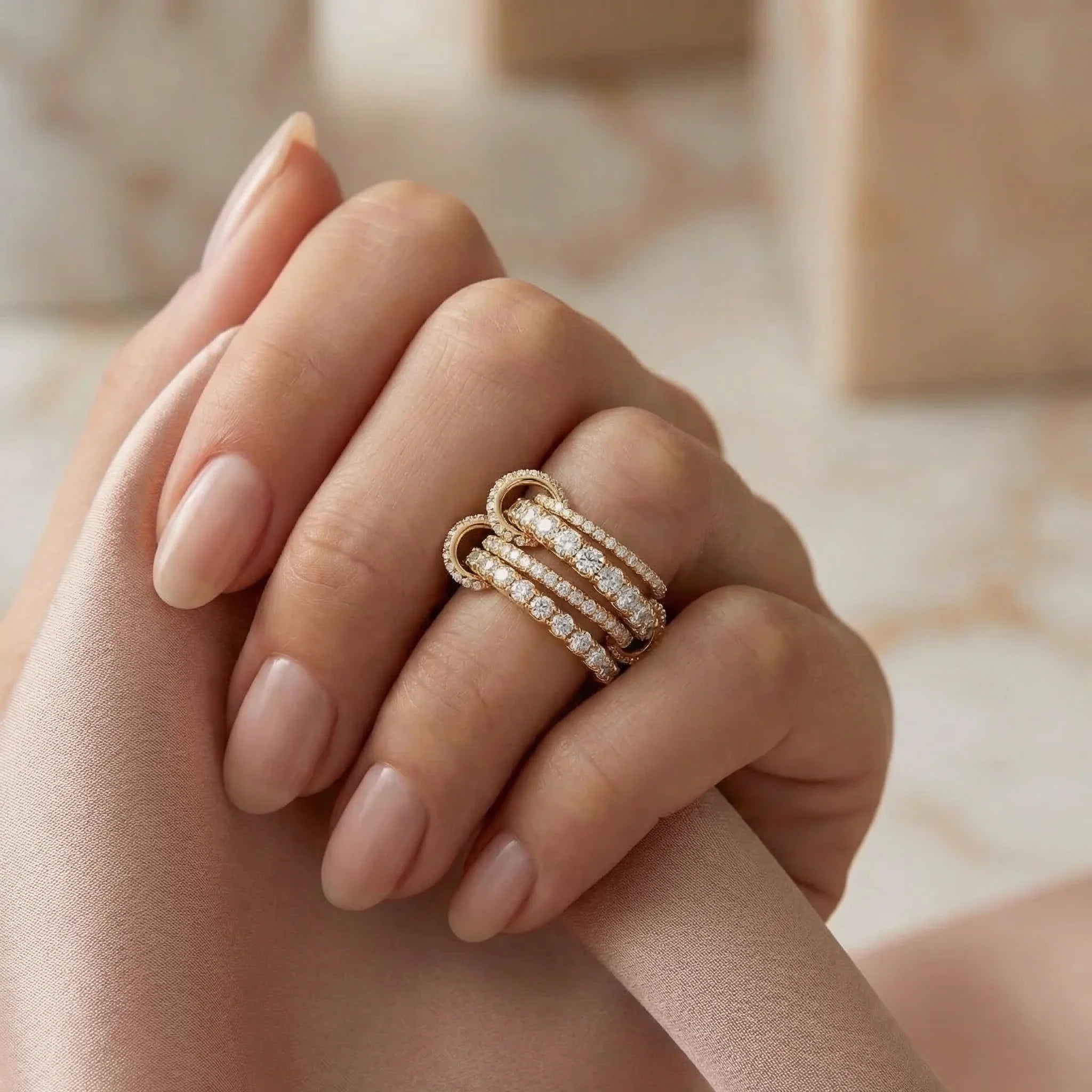 Hallie Stacked Diamond Silver Ring
