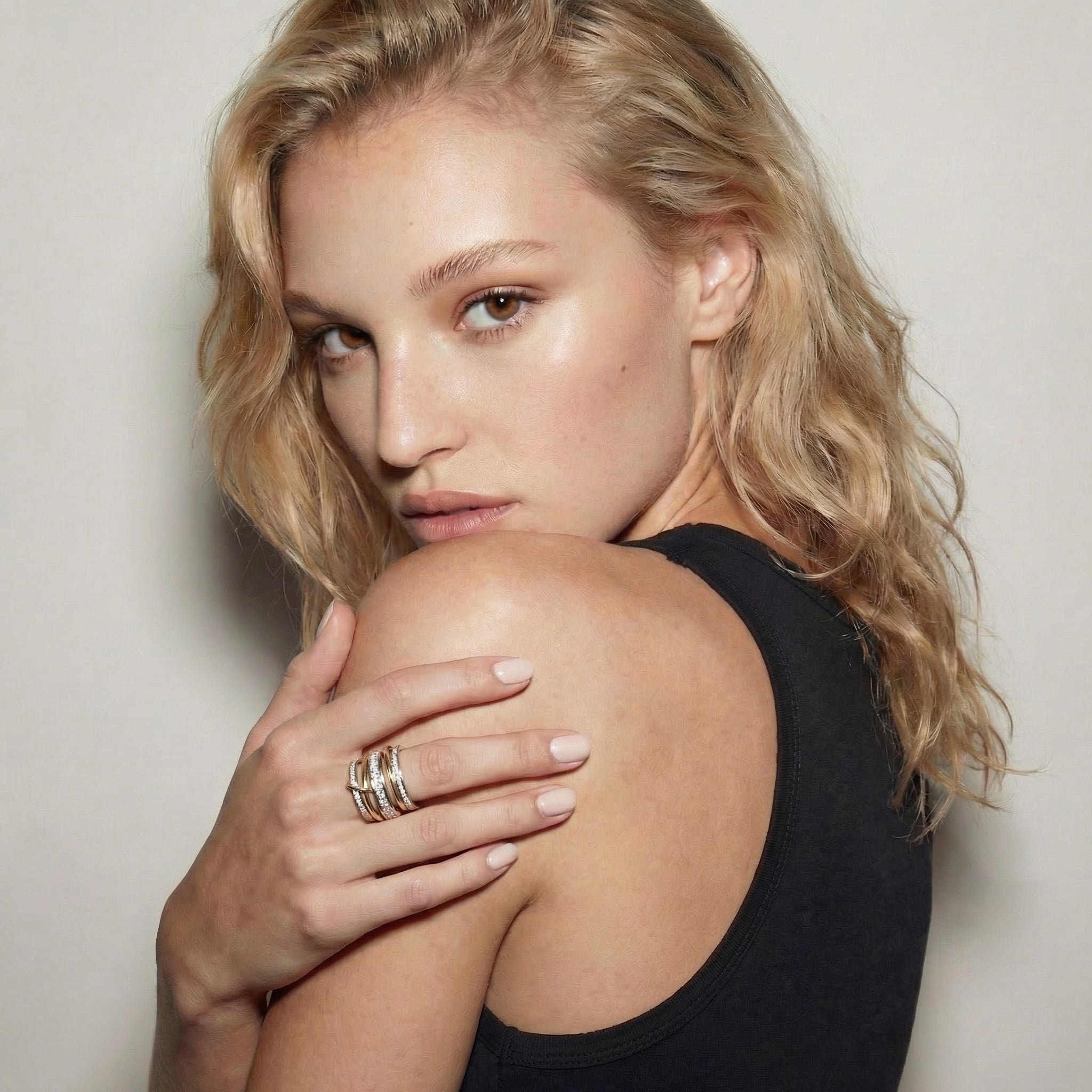 Kristin Two Tone Stacked Diamond Ring