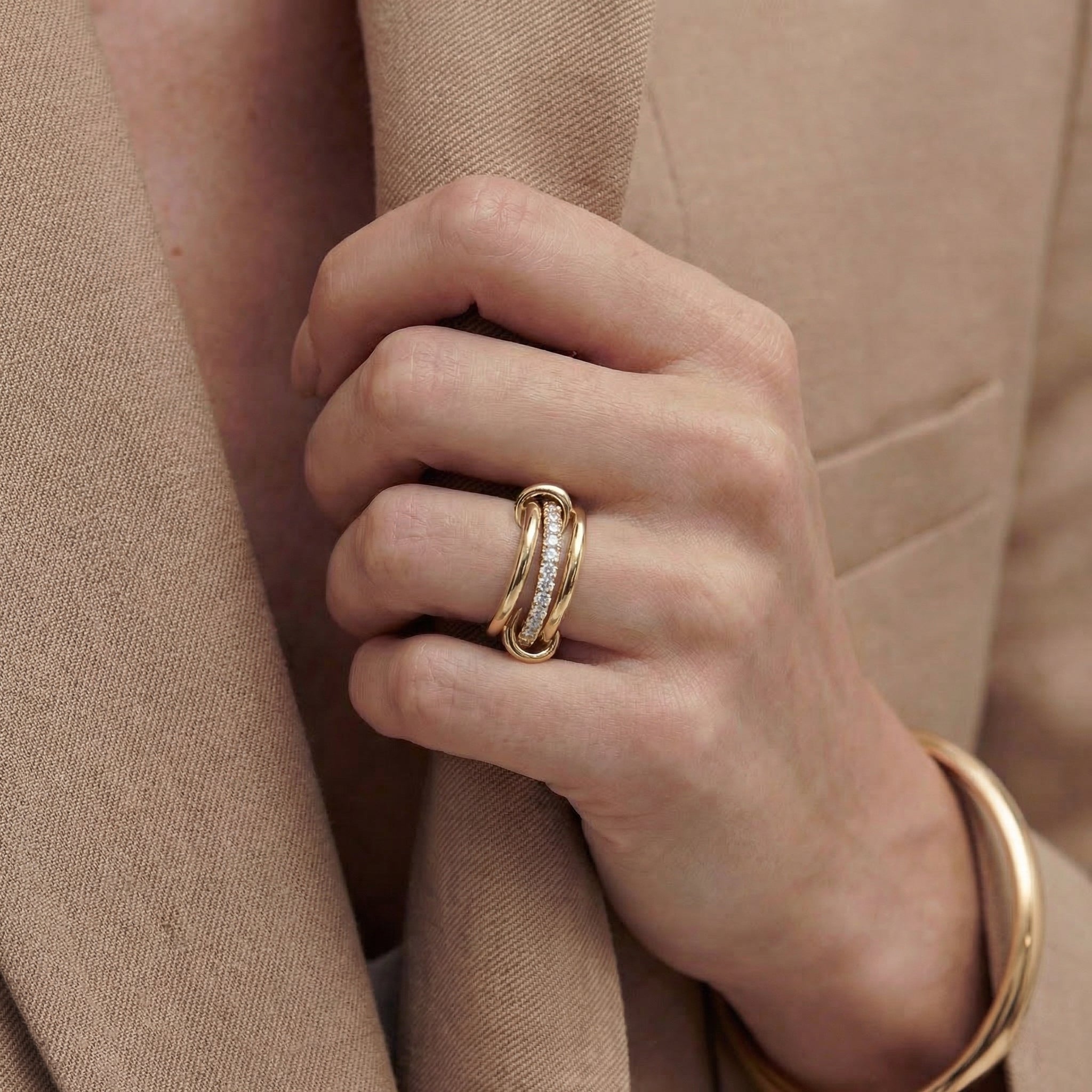 Kristin Two Tone Stacked Diamond Ring