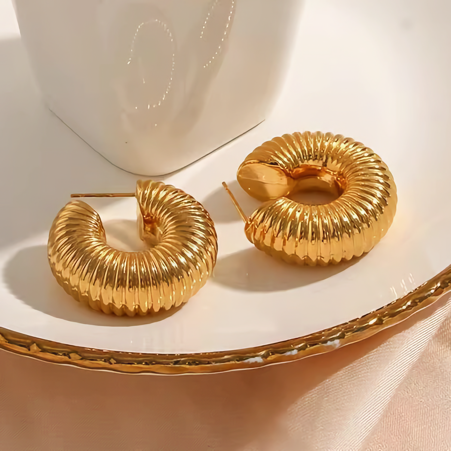 Aubrey Textured Gold Hoops