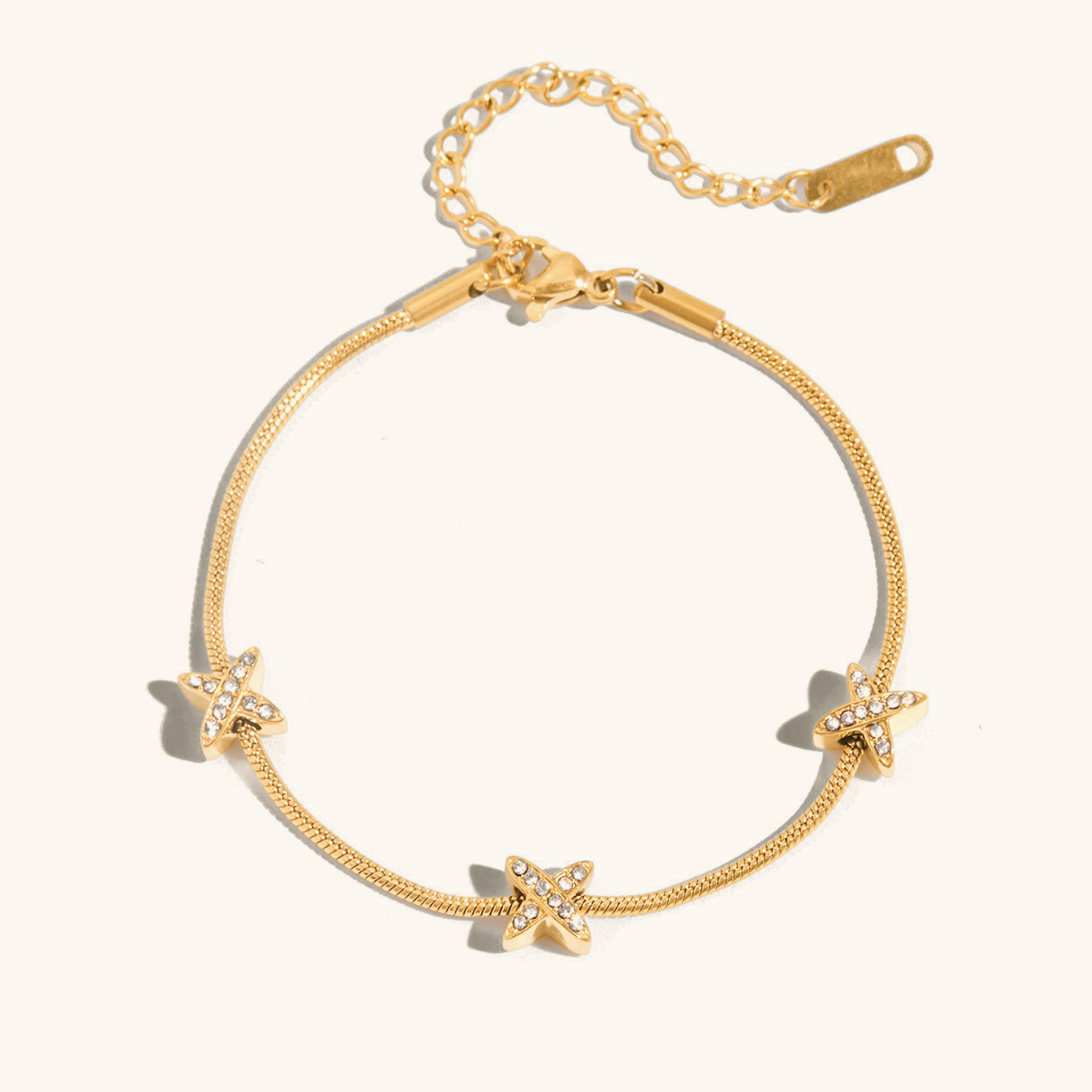 Brienne Diamond Cross Herringbone Bracelet