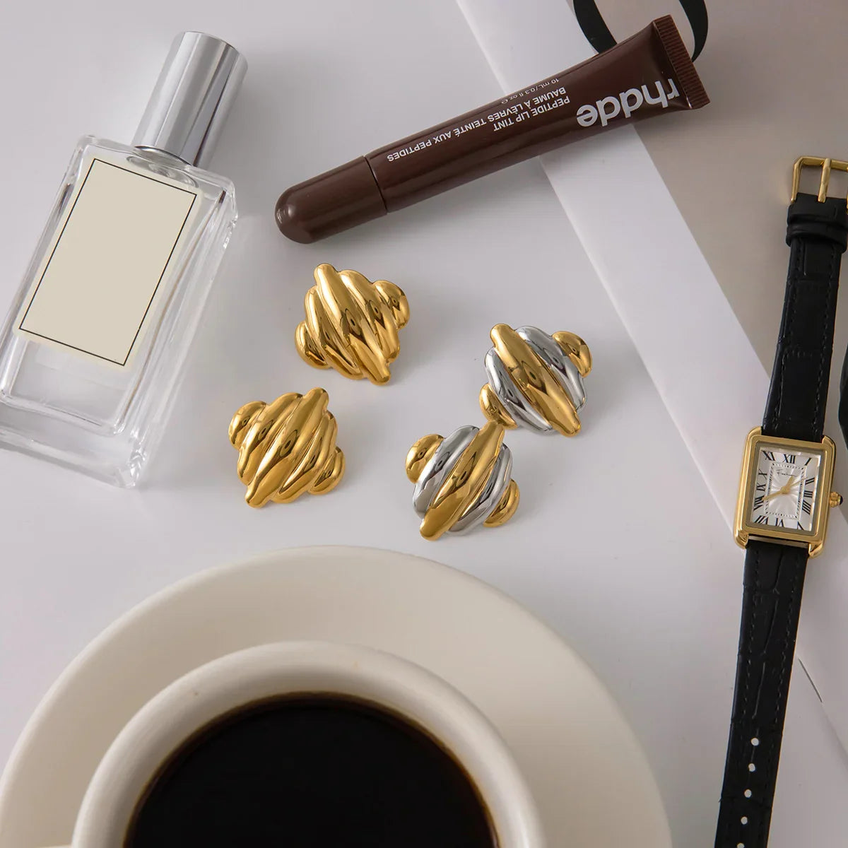 Maxine Rippled Gold Earrings