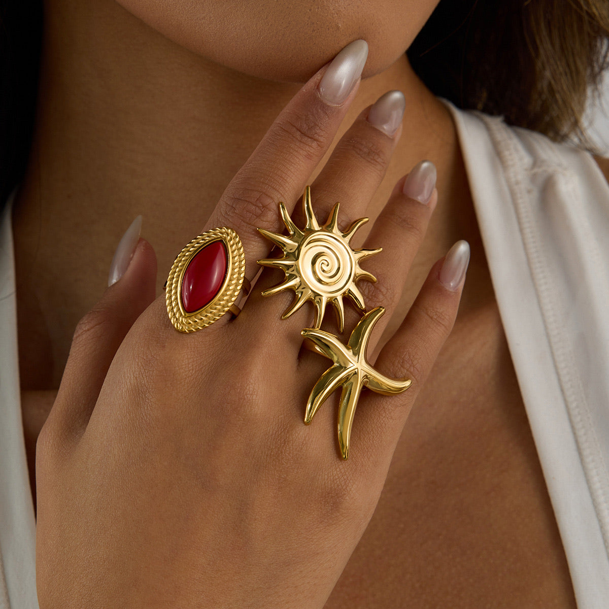 Oceanic Gold Starfish Ring