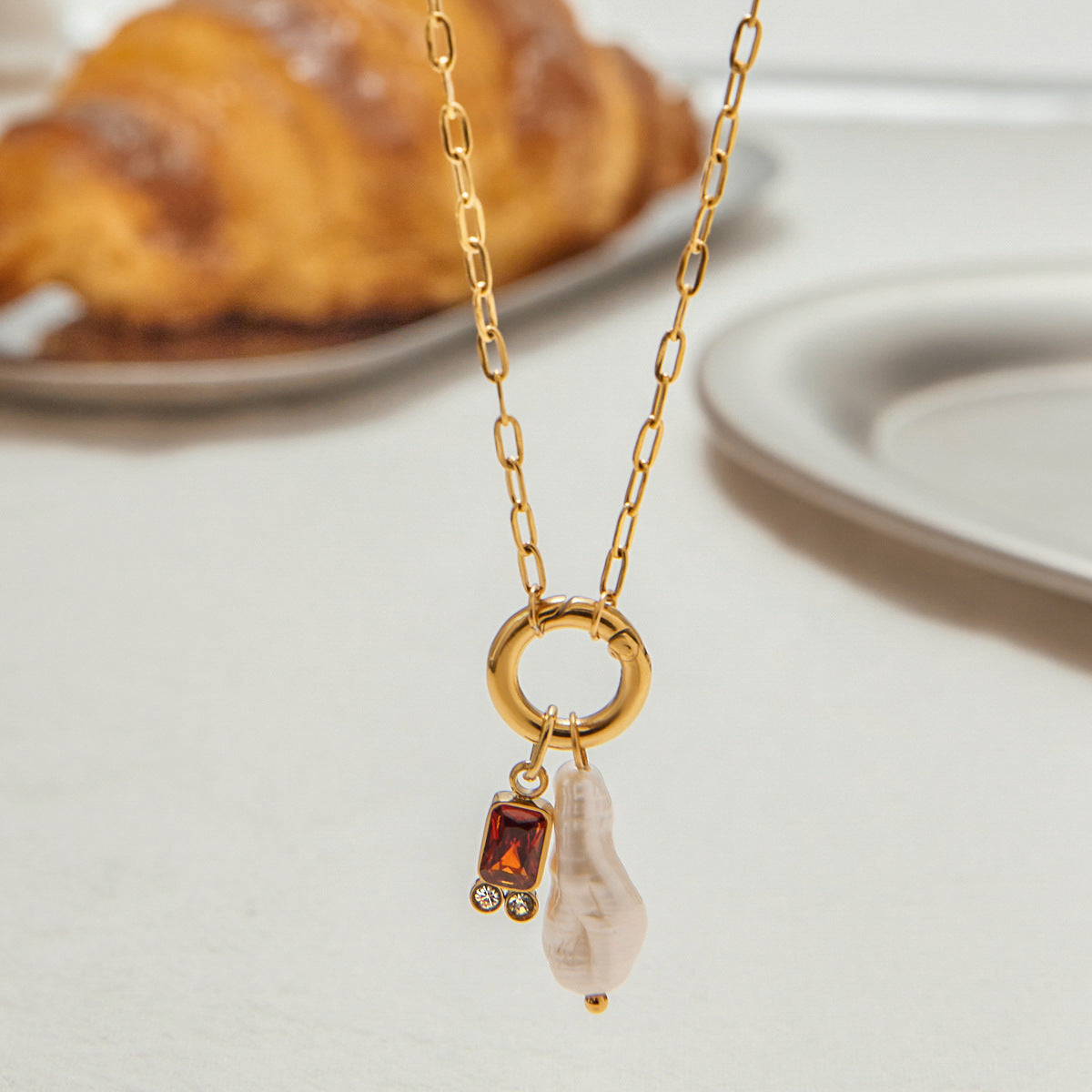 Caitlin Birthstone Pearl Necklace