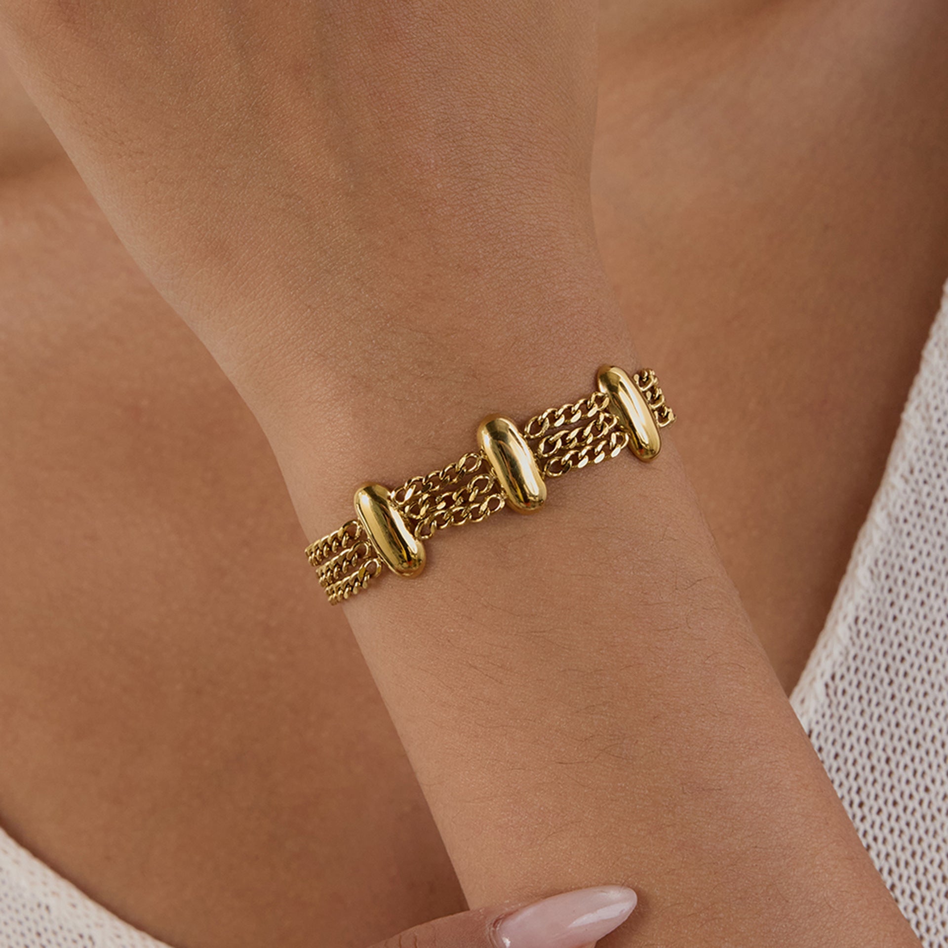 Kathleen Layered Chain Gold Bracelet