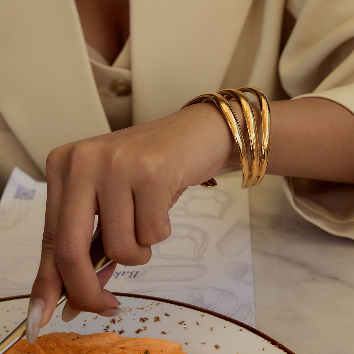 Meredith Triple Layer Gold Bangle