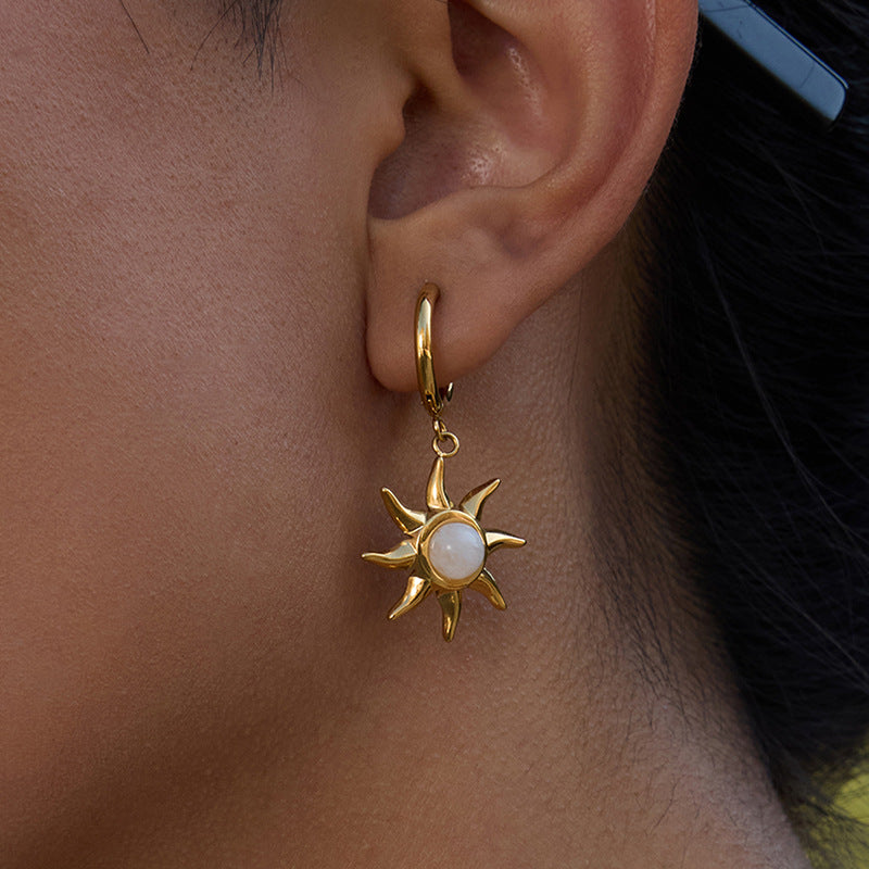 Helia Sun-shaped Moonstone Earrings