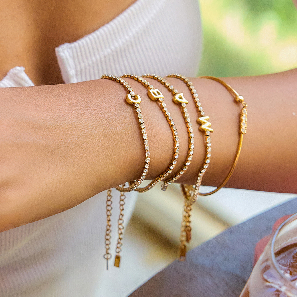 Avaria Bubble Letter Tennis Bracelet
