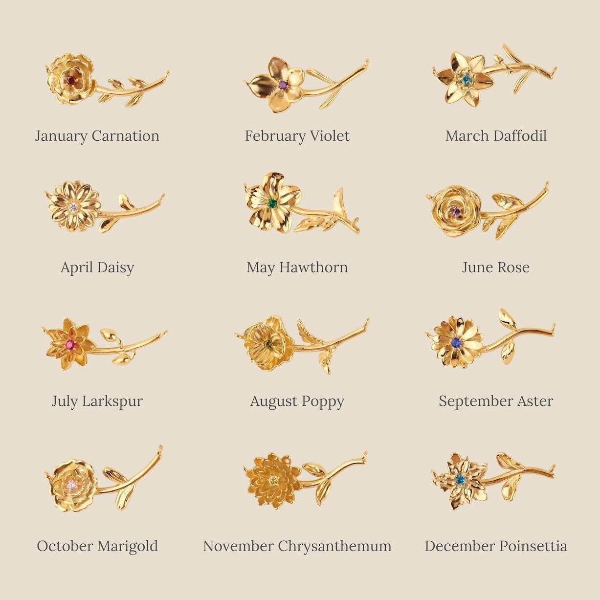 Maribelle Birth Flower Gold Necklace