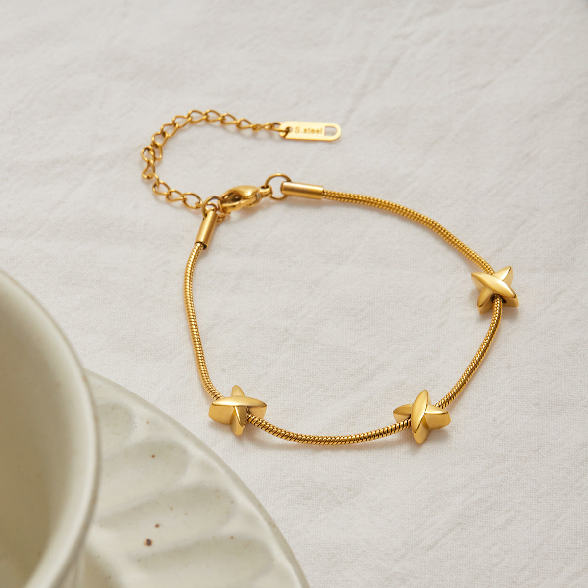 Brienne Diamond Cross Herringbone Bracelet