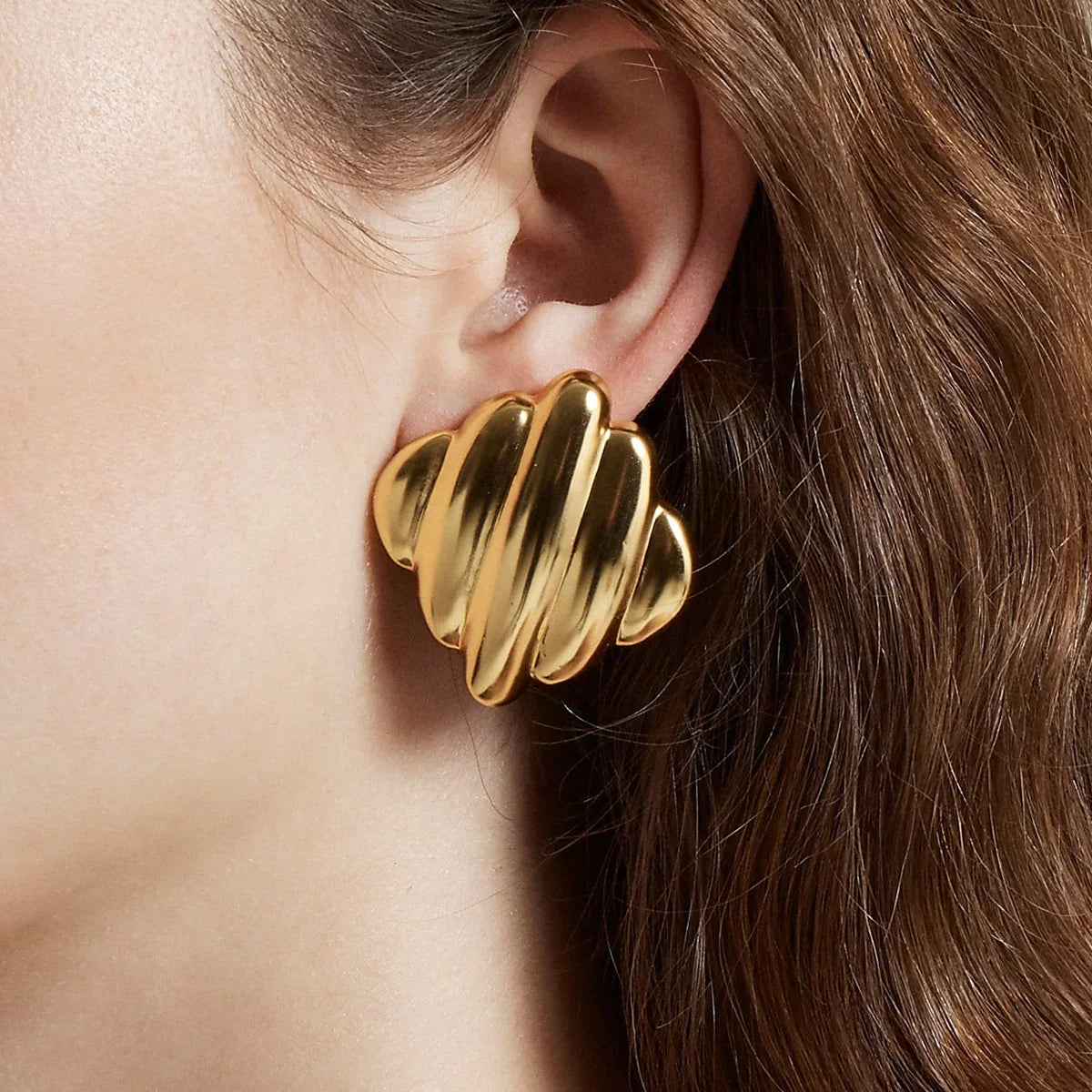 Maxine Rippled Gold Earrings