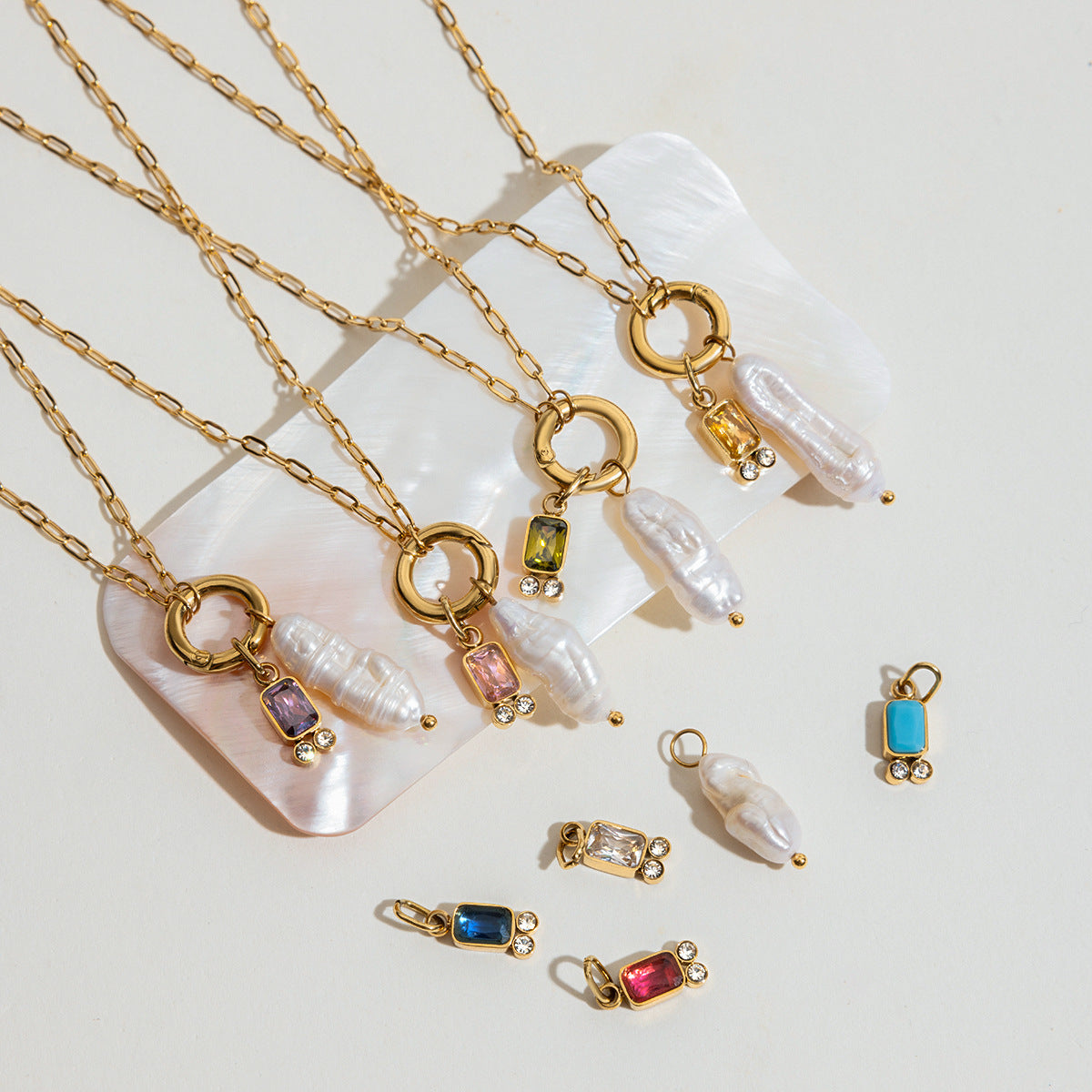 Caitlin Birthstone Pearl Necklace