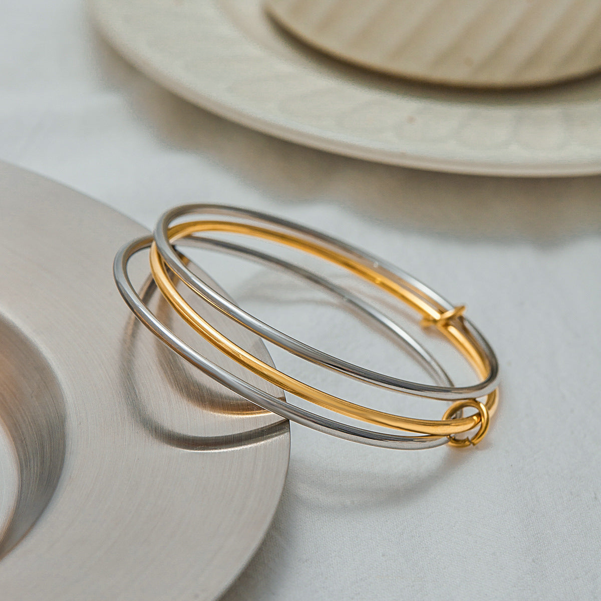 Romina Two Tone Stacked Bracelet