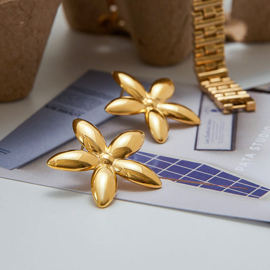 Monica Floral Gold Earrings
