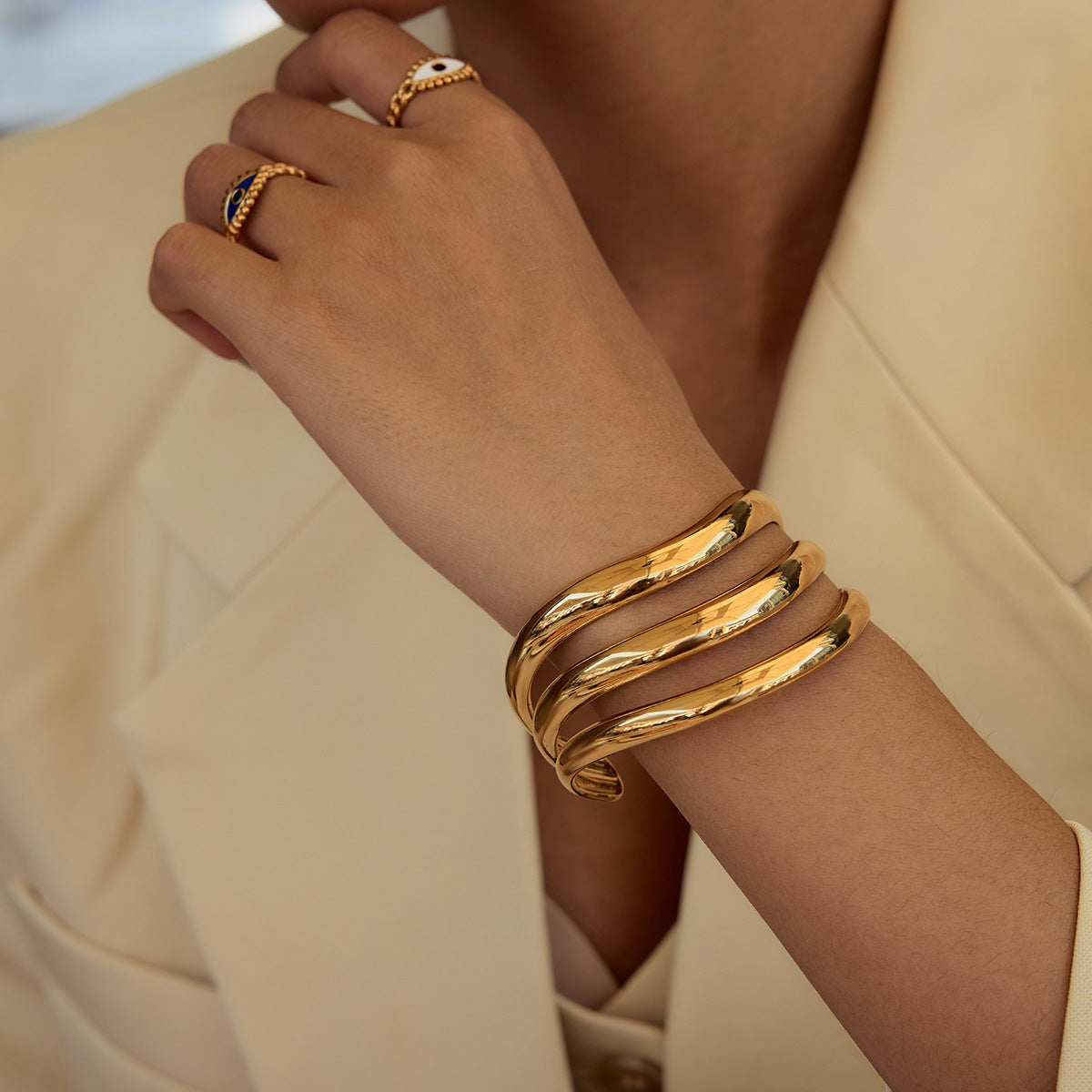 Meredith Triple Layer Gold Bangle