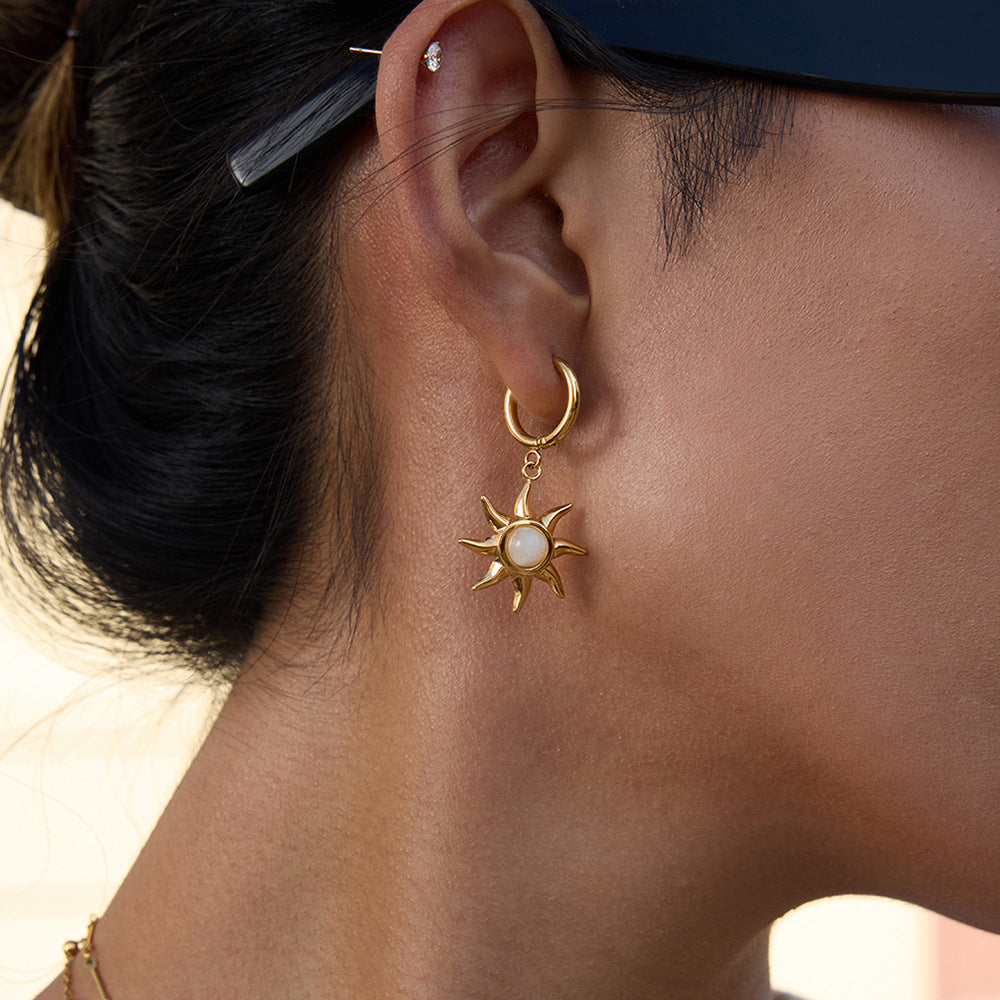Helia Sun-shaped Moonstone Earrings