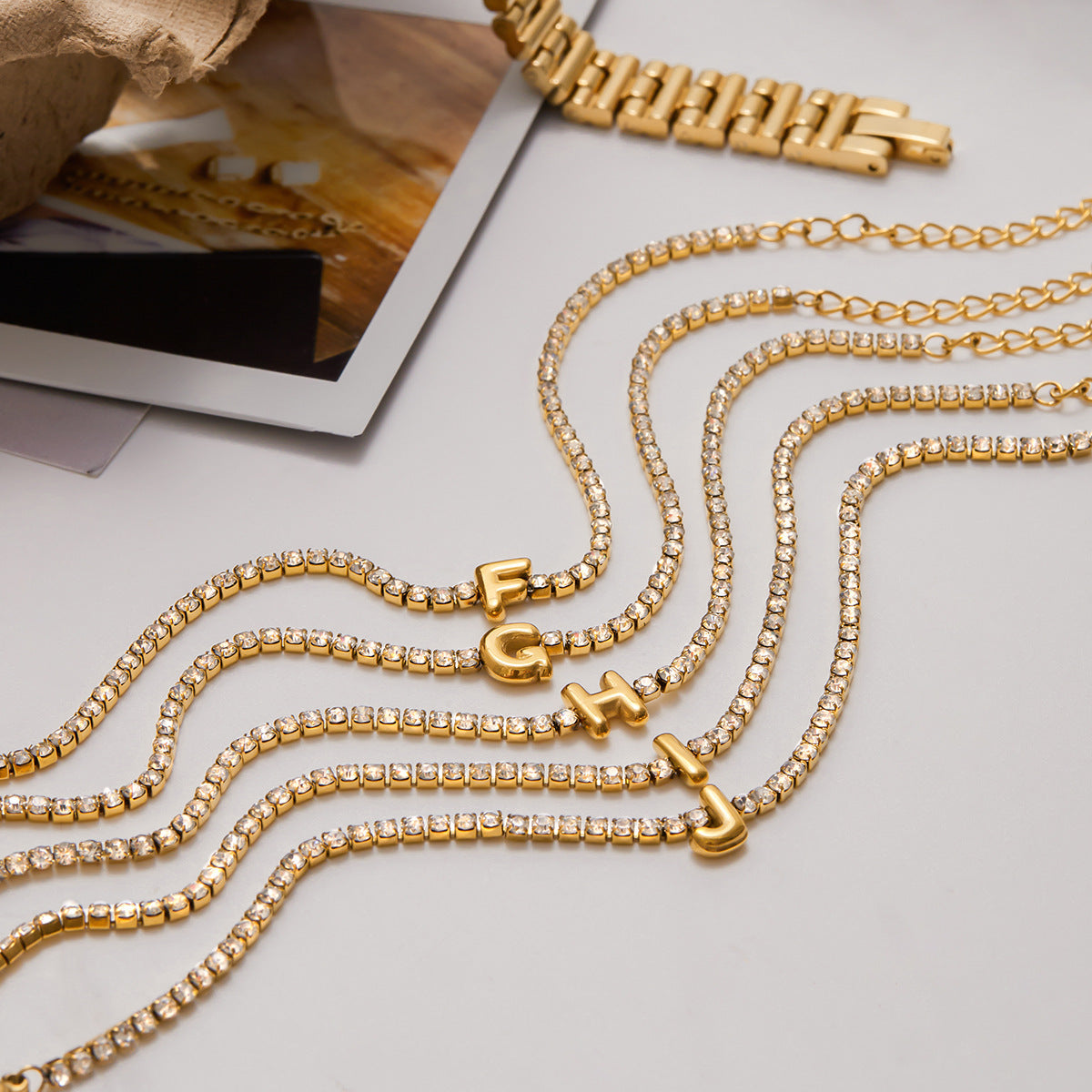 Avaria Bubble Letter Tennis Bracelet