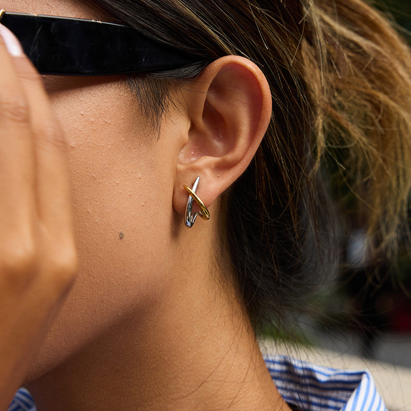 Julissa Two Tone Contemporary Huggies