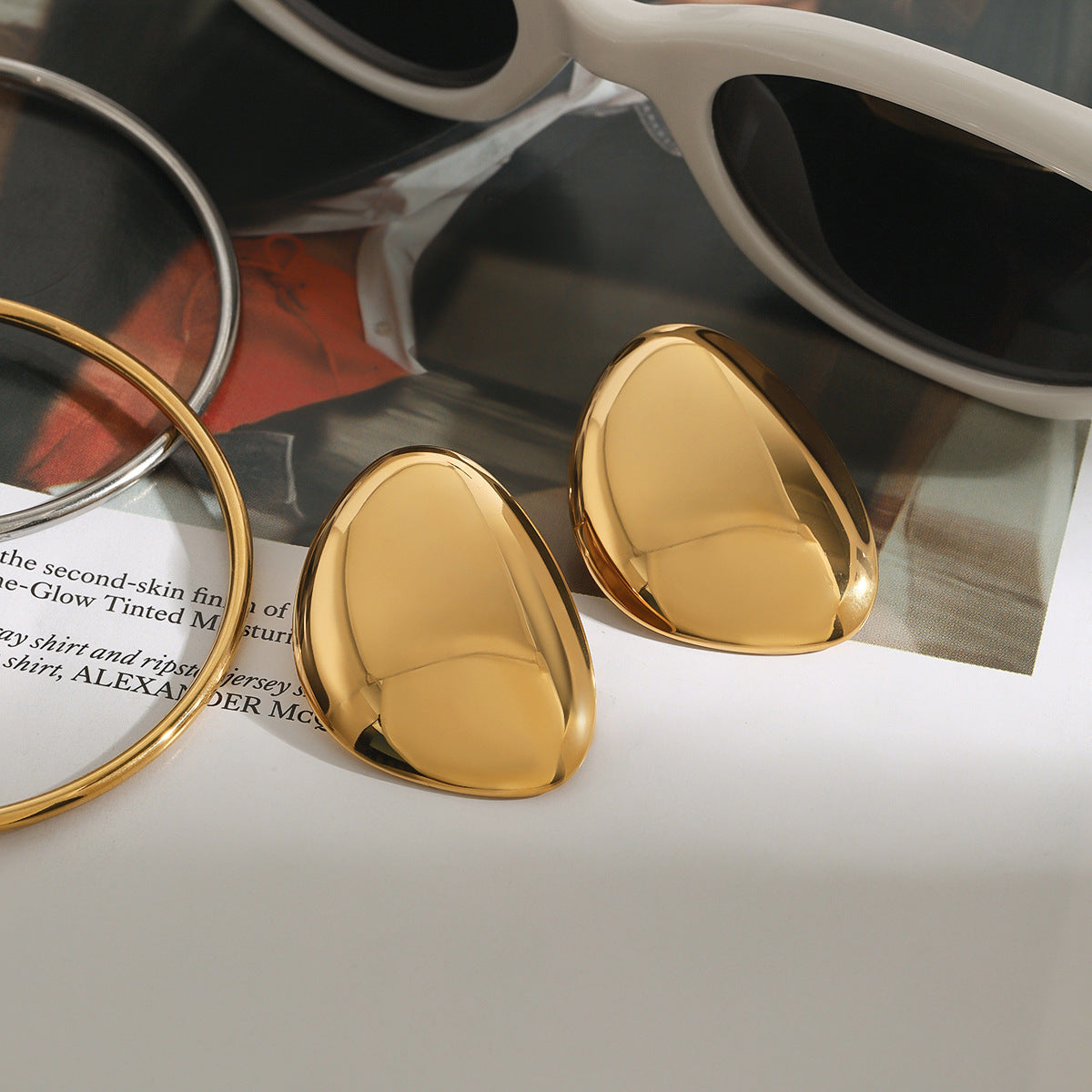 Carrie Chunky Bean Gold Earrings