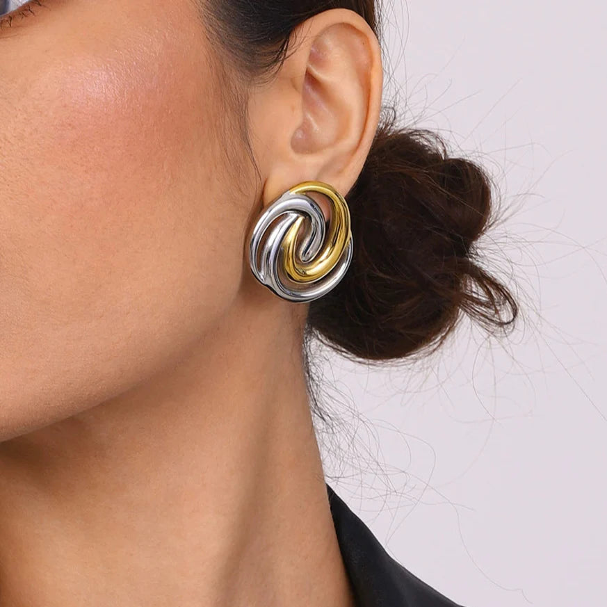 Janice Triple Spiral Gold Earrings