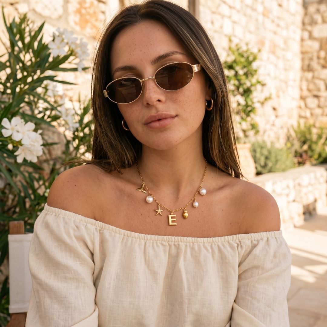 Gold Ocean Letter Necklace