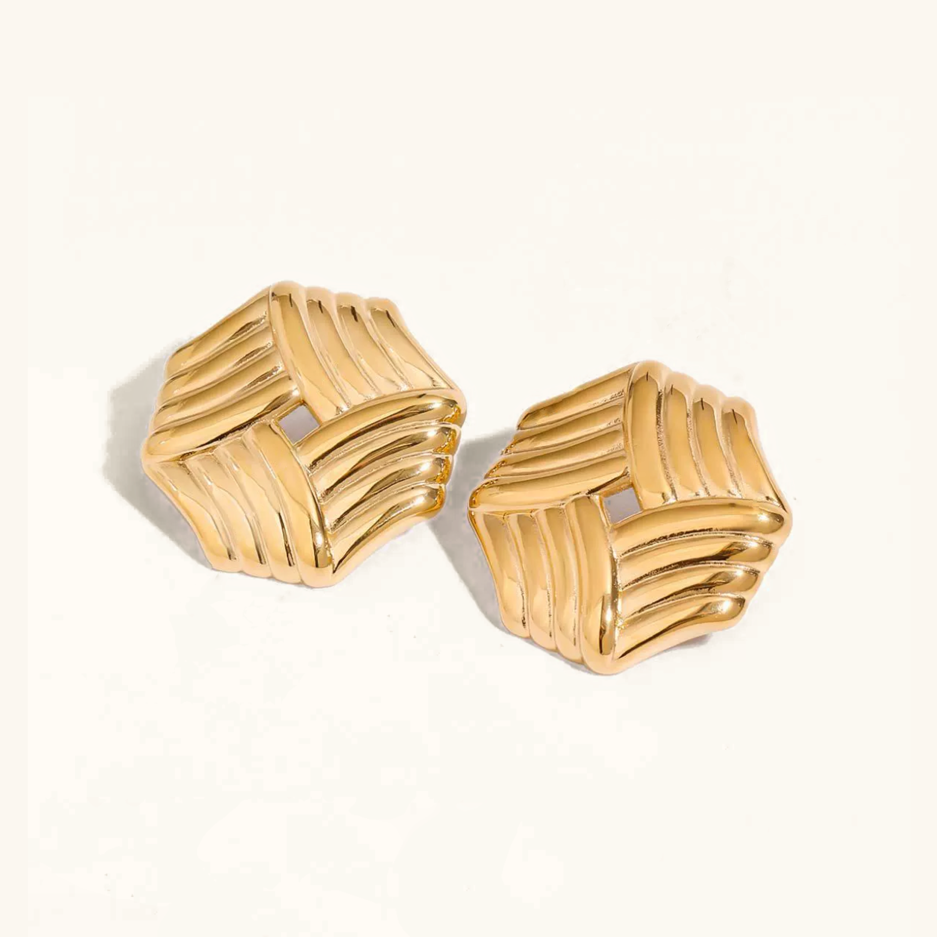 Vanessa Criss Cut Gold Earrings
