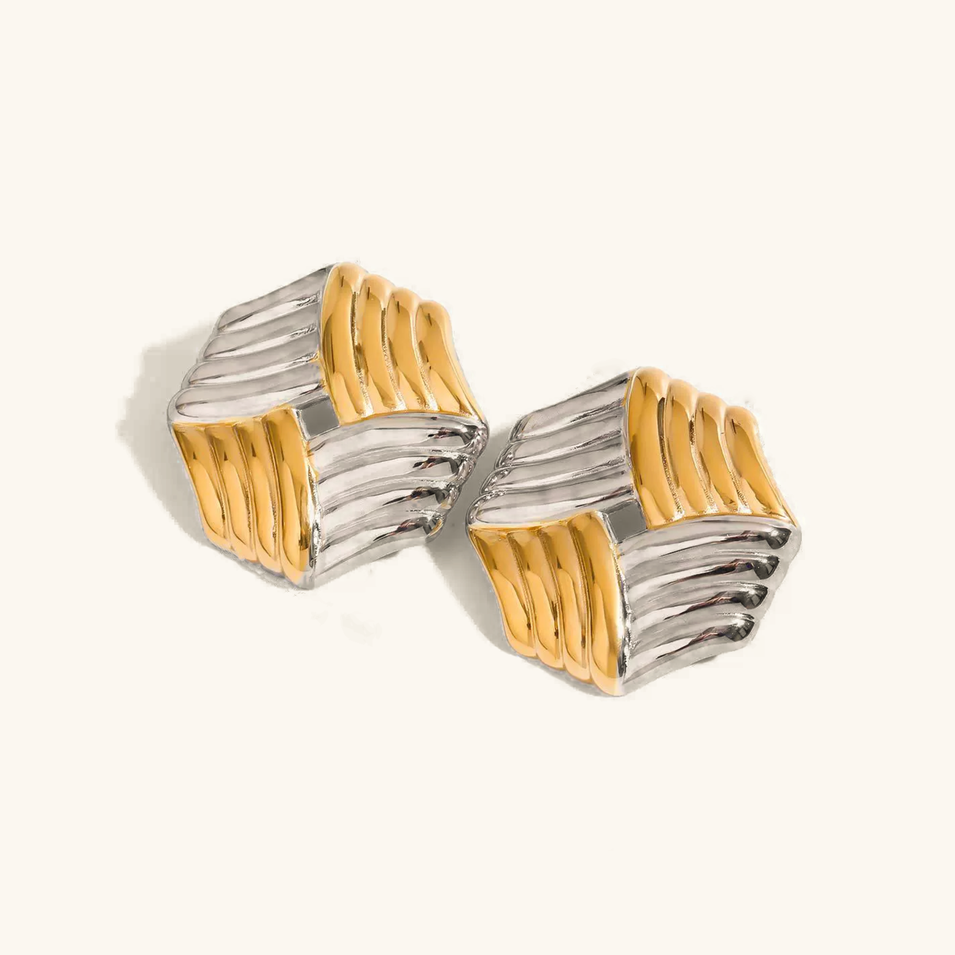 Vanessa Criss Cut Gold Earrings