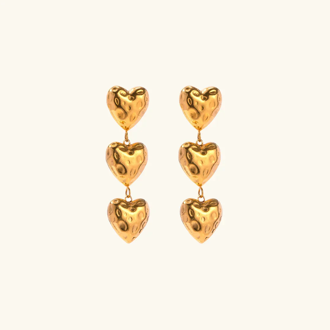 Heather Heart Gold Earrings