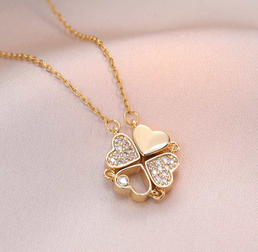 Emerald Clover Heart Necklace