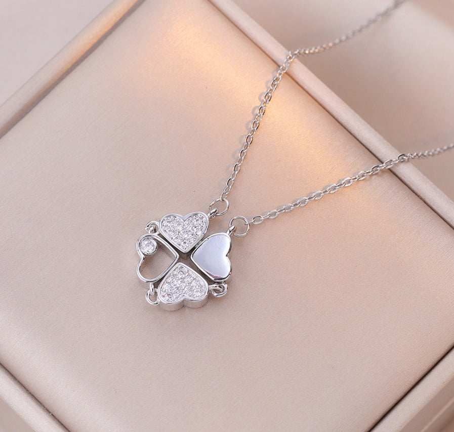 Emerald Clover Heart Necklace