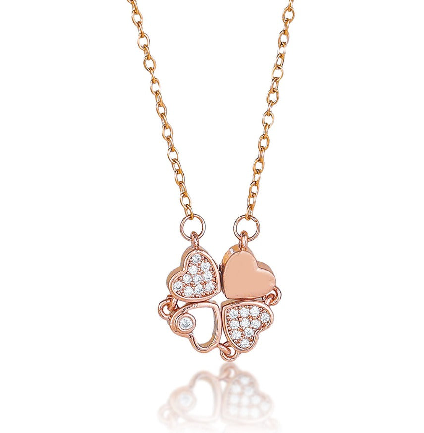 Emerald Clover Heart Necklace