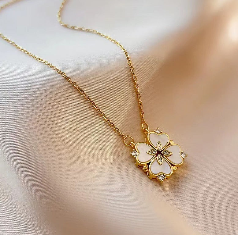 Blooming Clover Heart Necklace