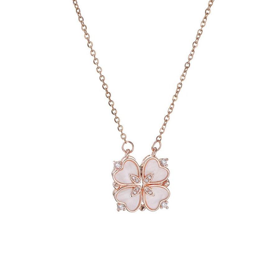 Blooming Clover Heart Necklace