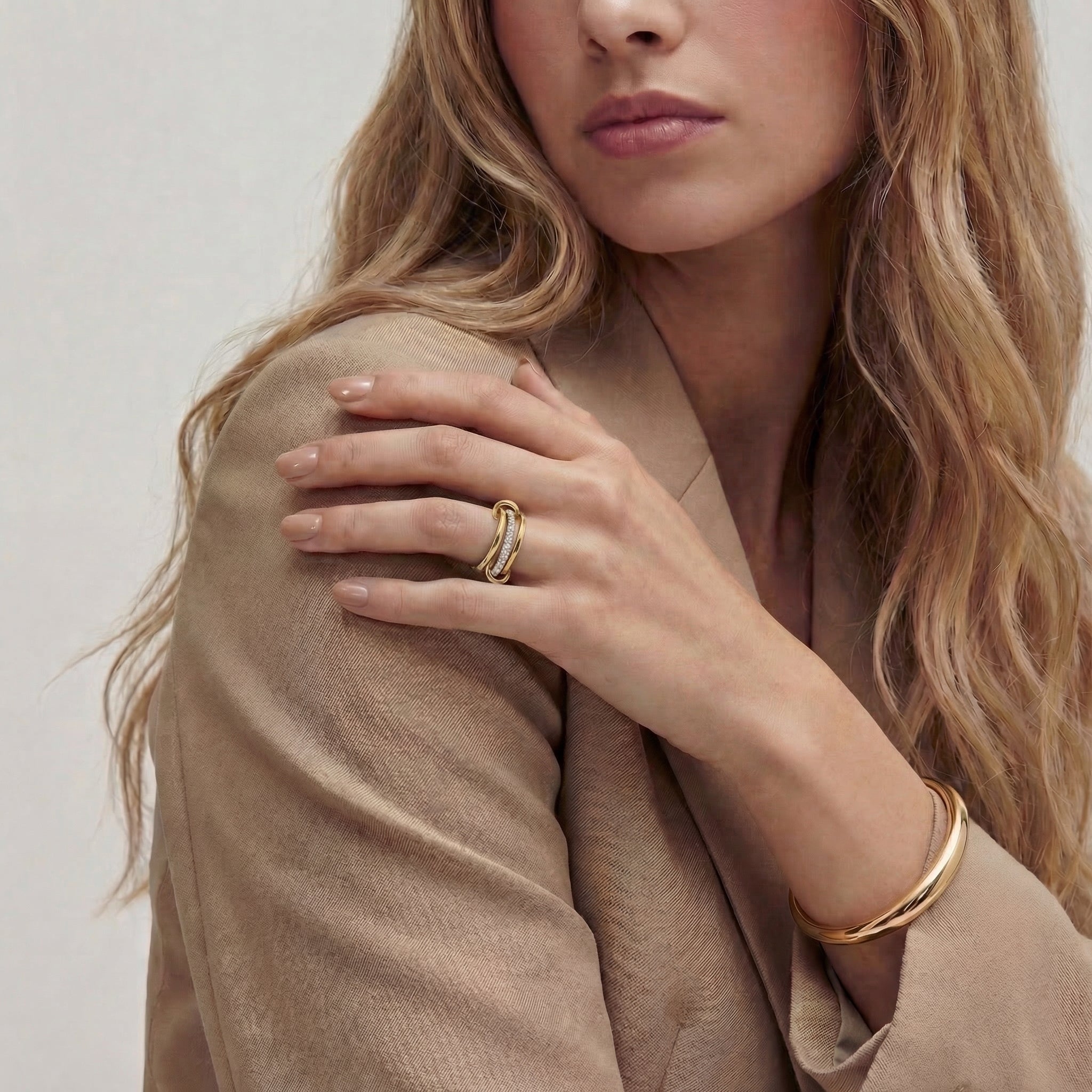 Kristin Two Tone Stacked Diamond Ring