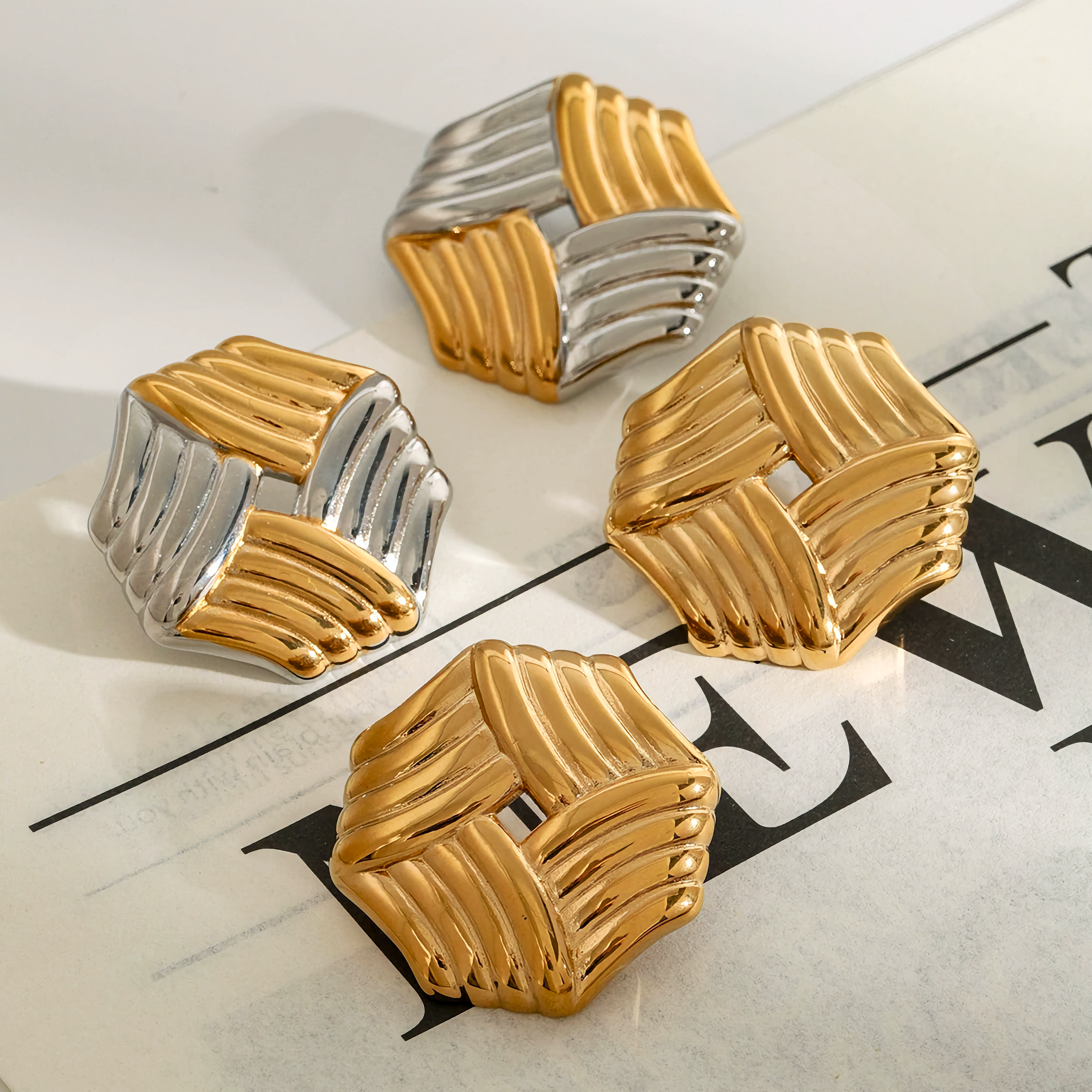 Vanessa Criss Cut Gold Earrings