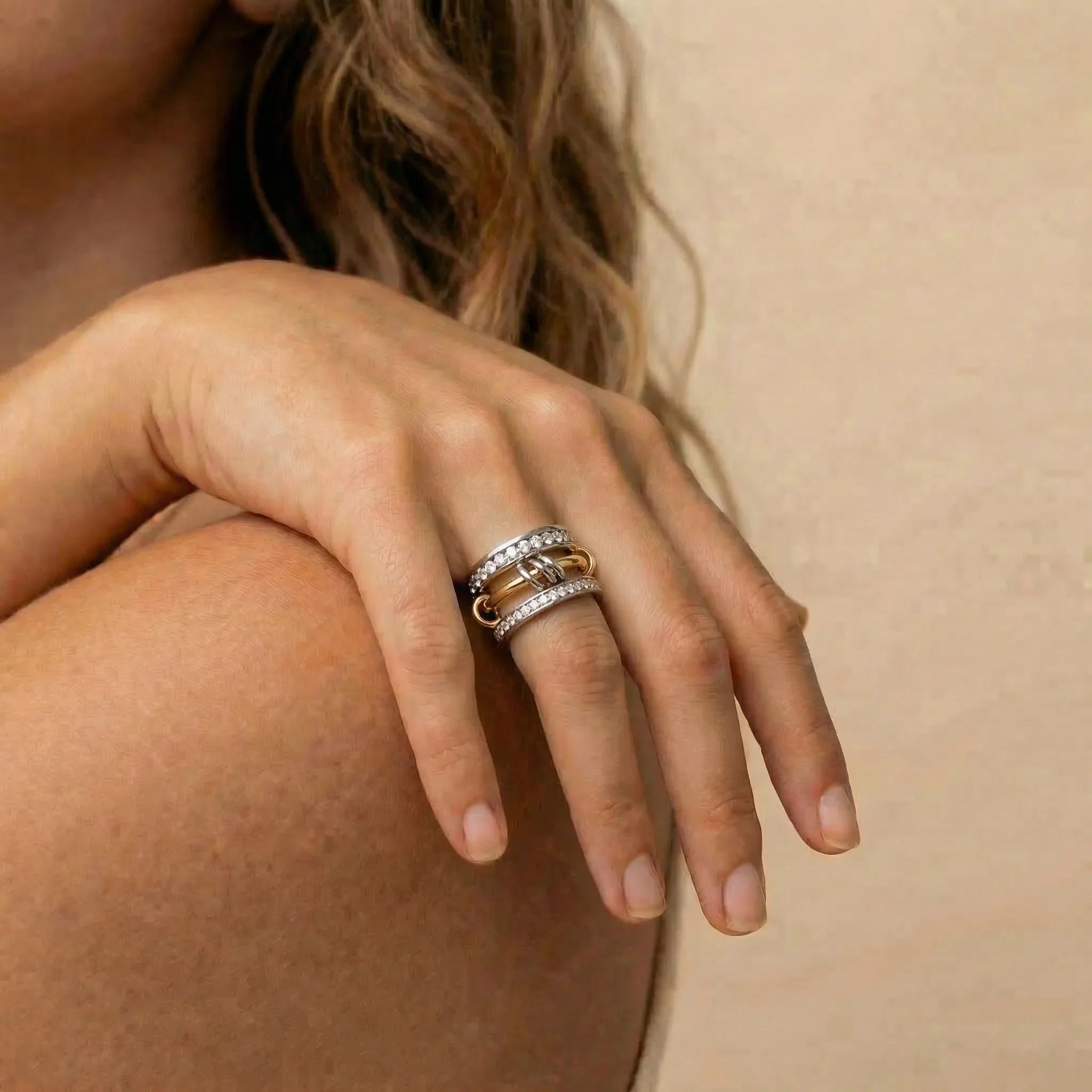 Kristin Two Tone Stacked Diamond Ring