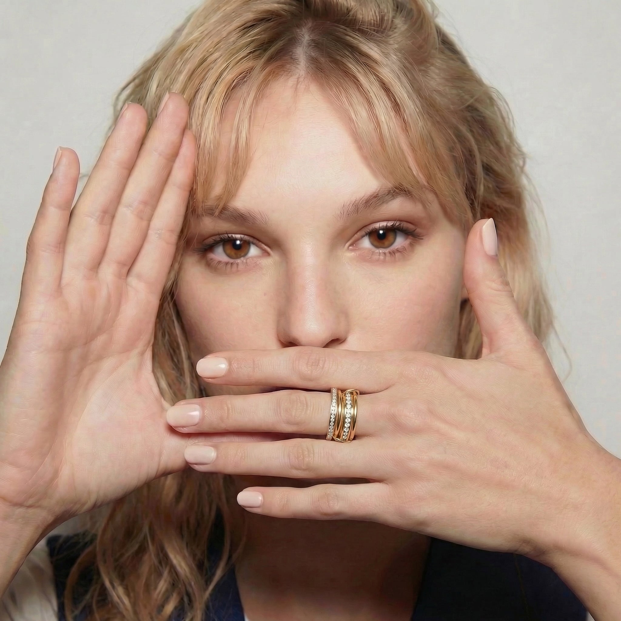 Kristin Two Tone Stacked Diamond Ring
