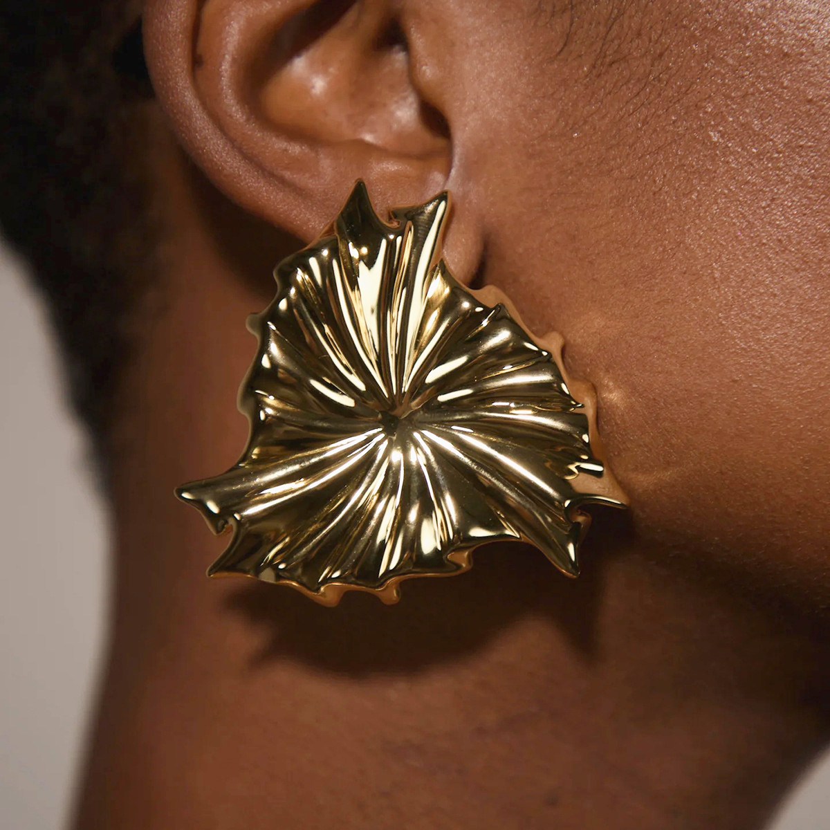 Rafaela Sculpted Petal Gold Earrings