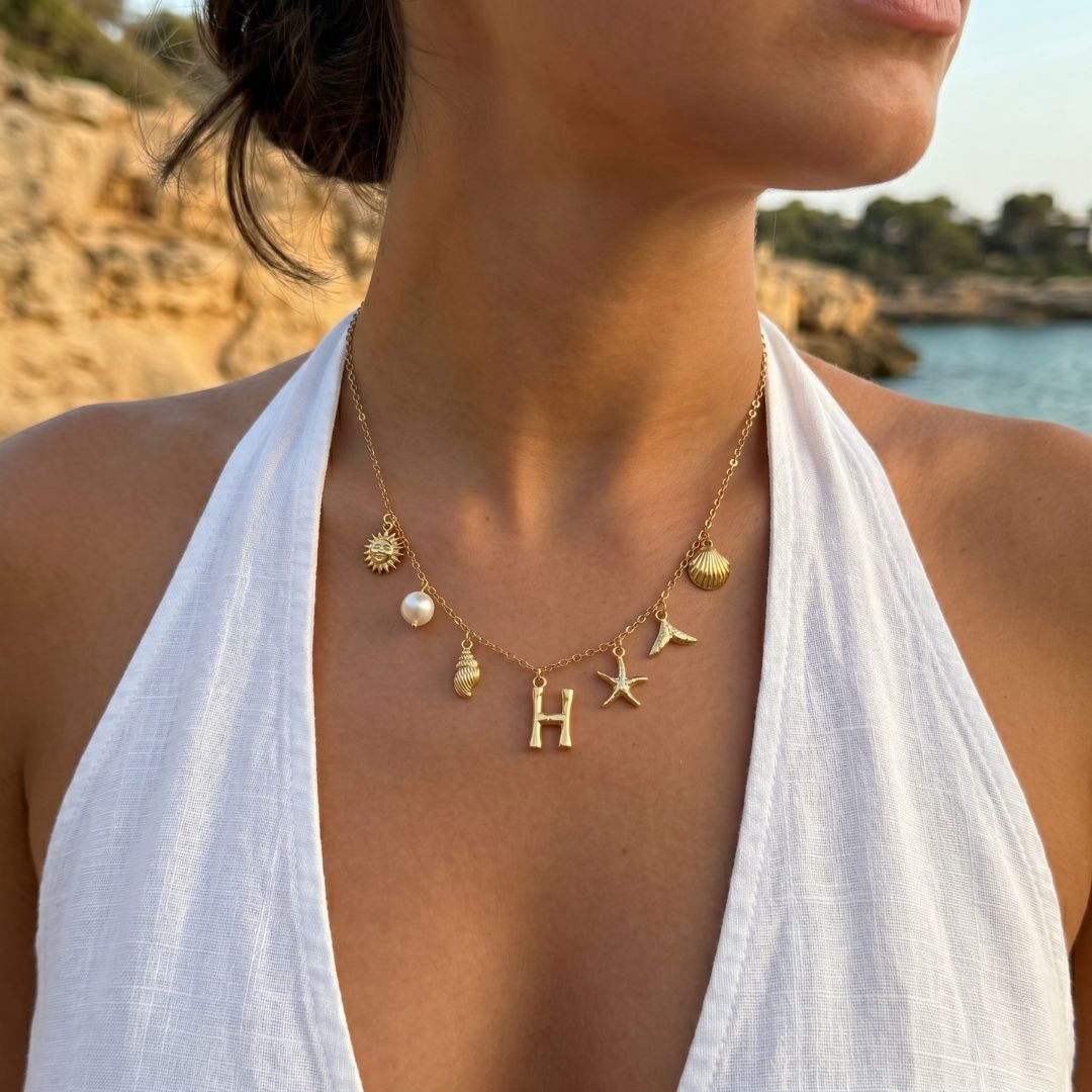 Gold Ocean Letter Necklace