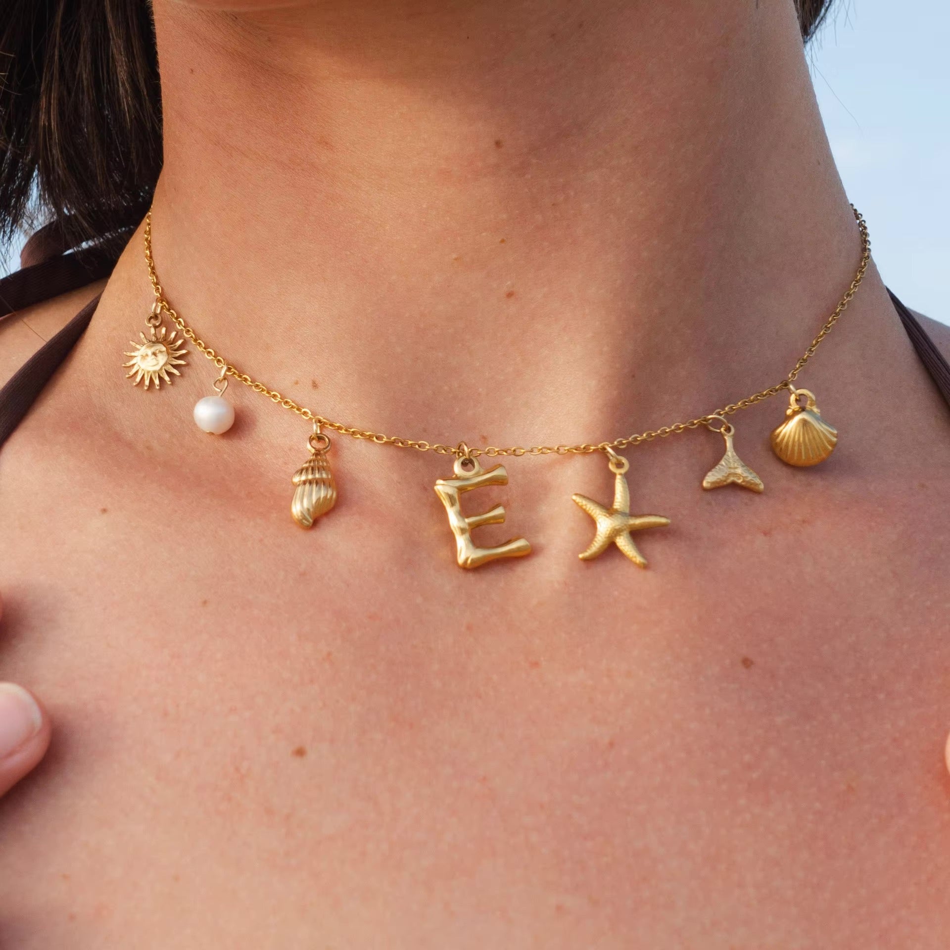 Avaria Ocean Initial Necklace
