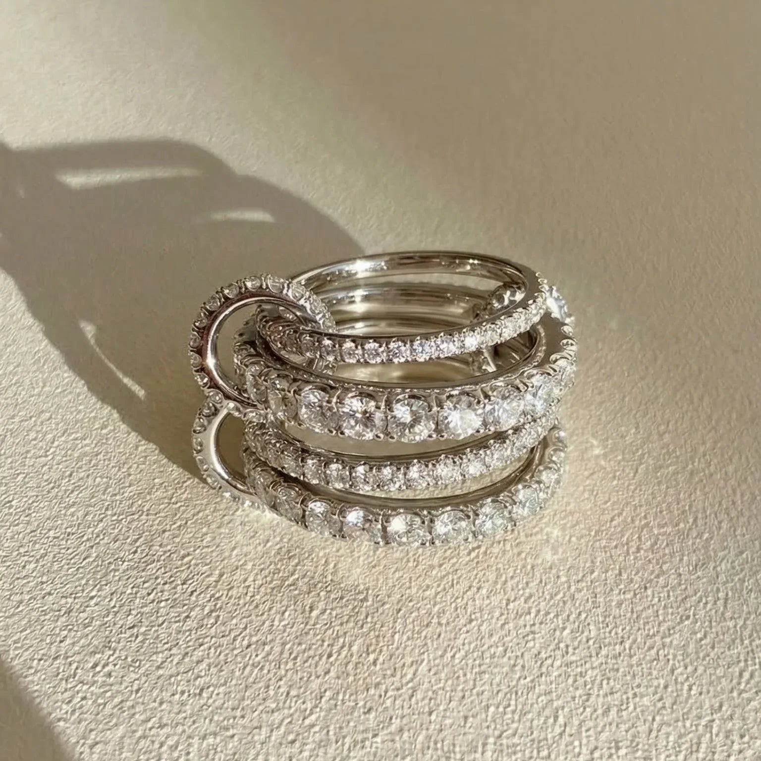 Hallie Stacked Diamond Silver Ring