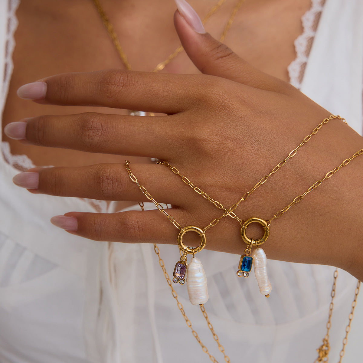 Caitlin Birthstone Pearl Necklace