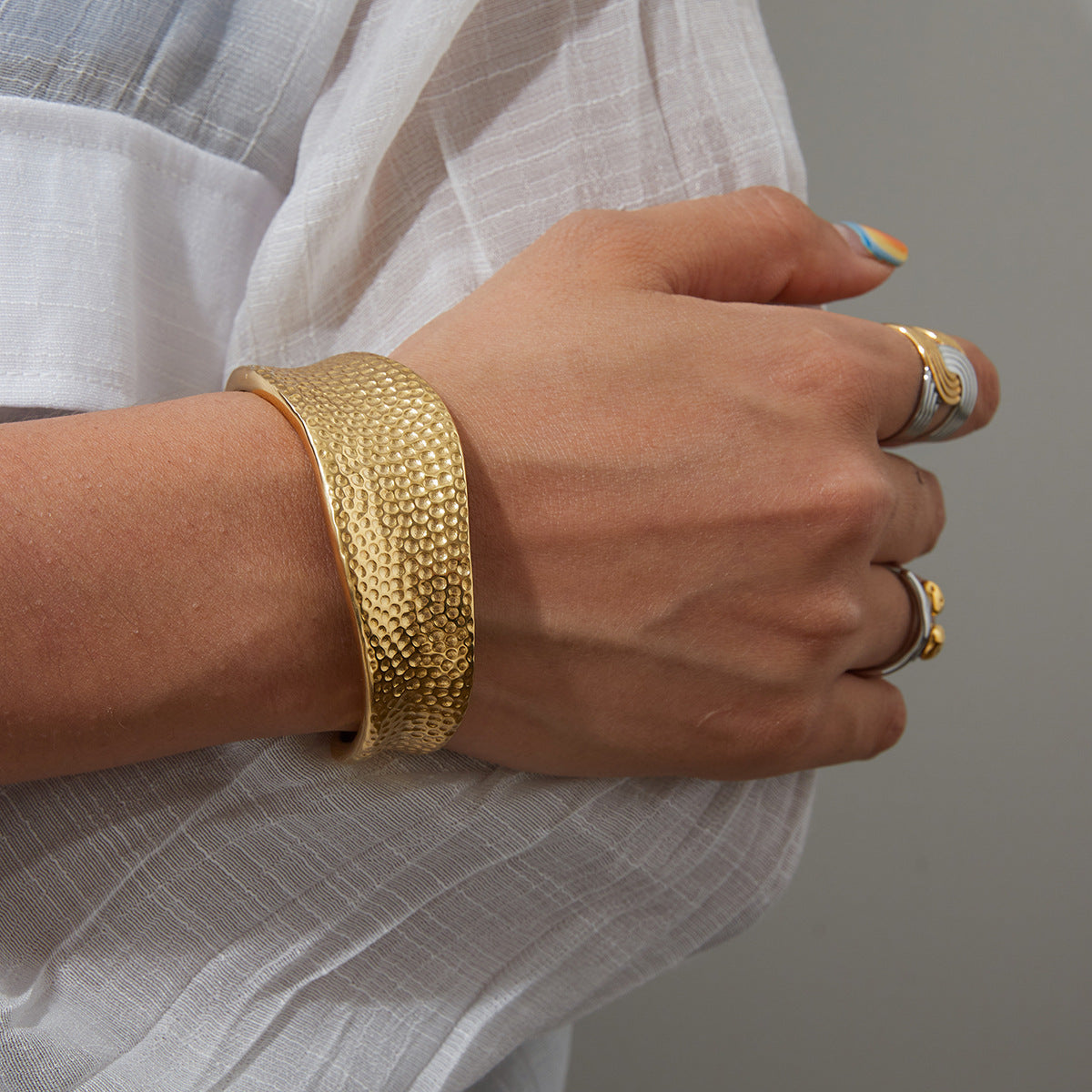 Cheyenne Textured Gold Band