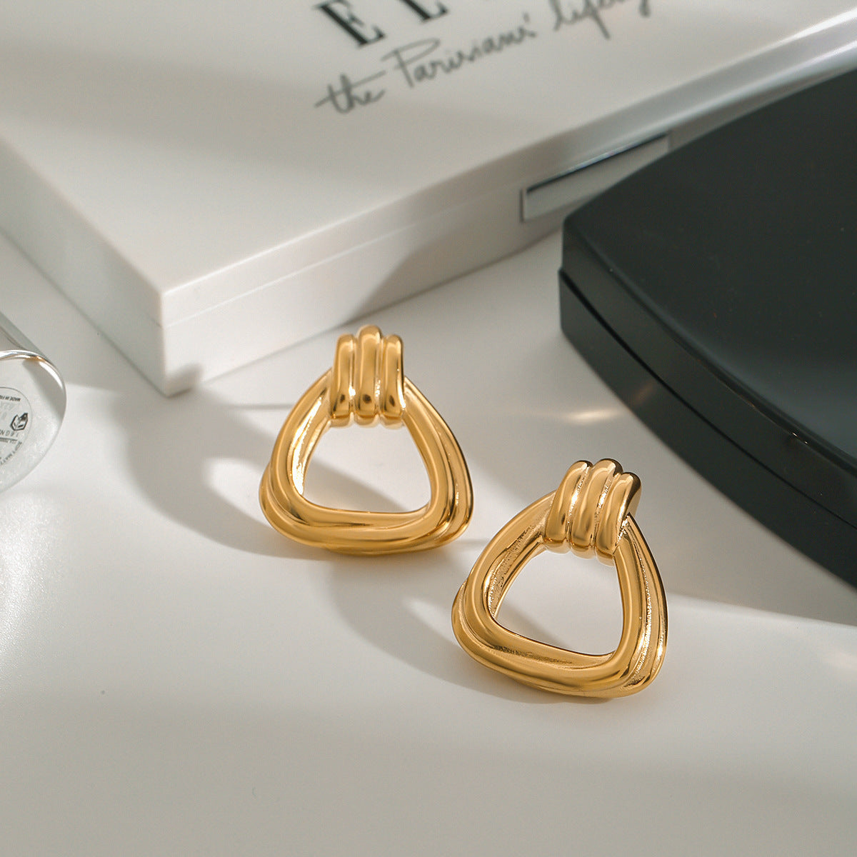 Doris Knot Charm Gold Earrings