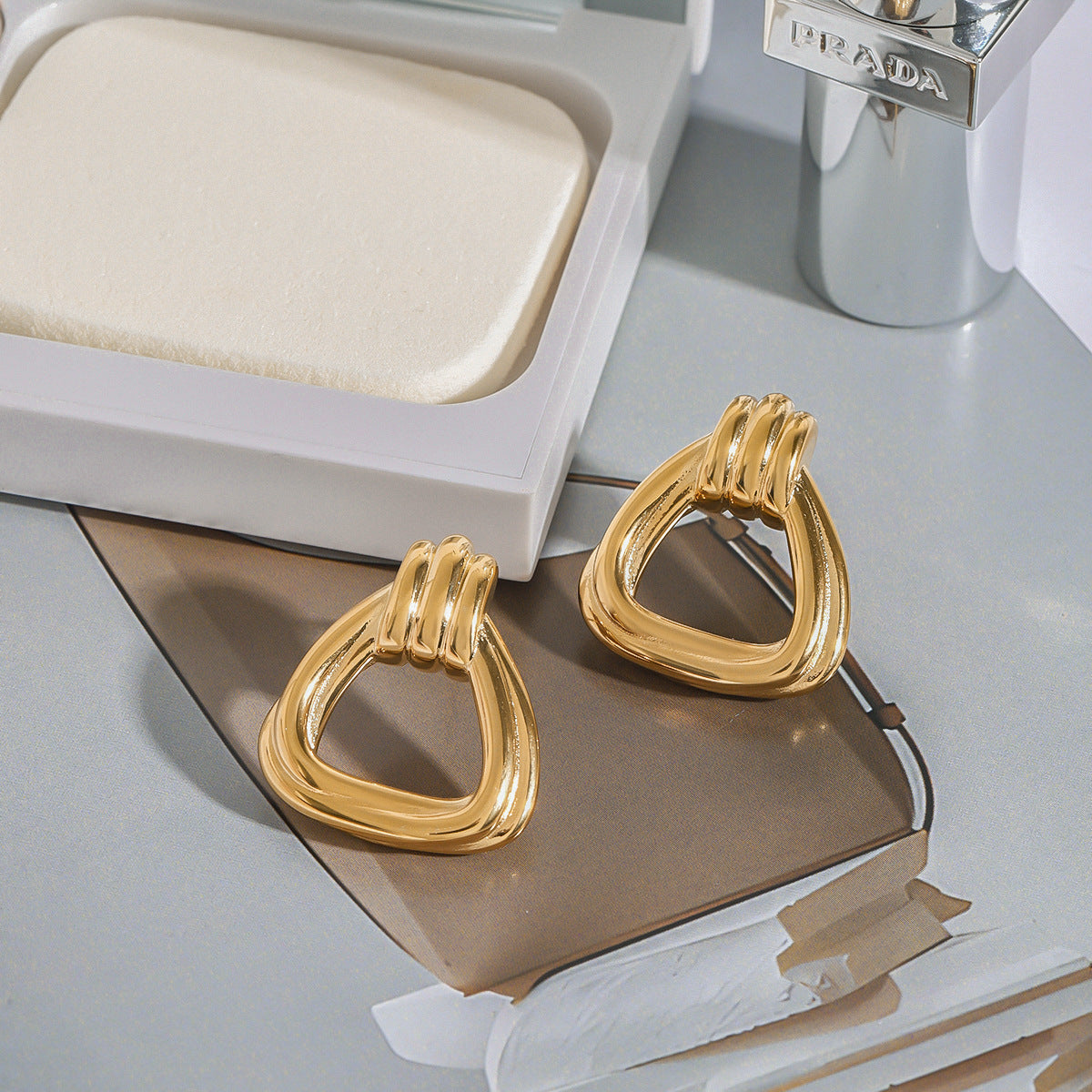 Doris Knot Charm Gold Earrings