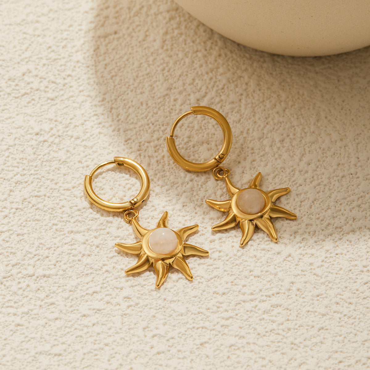 Helia Sun-shaped Moonstone Earrings