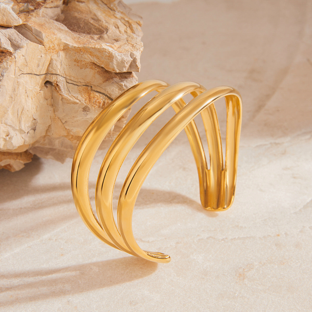 Meredith Triple Layer Gold Bangle