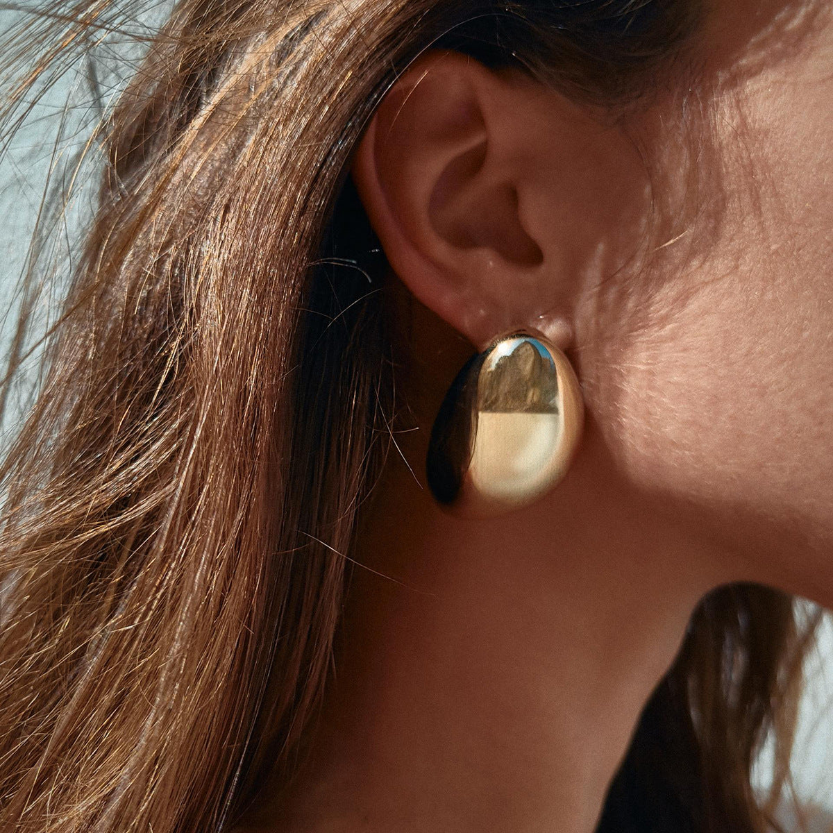 Carrie Chunky Bean Gold Earrings