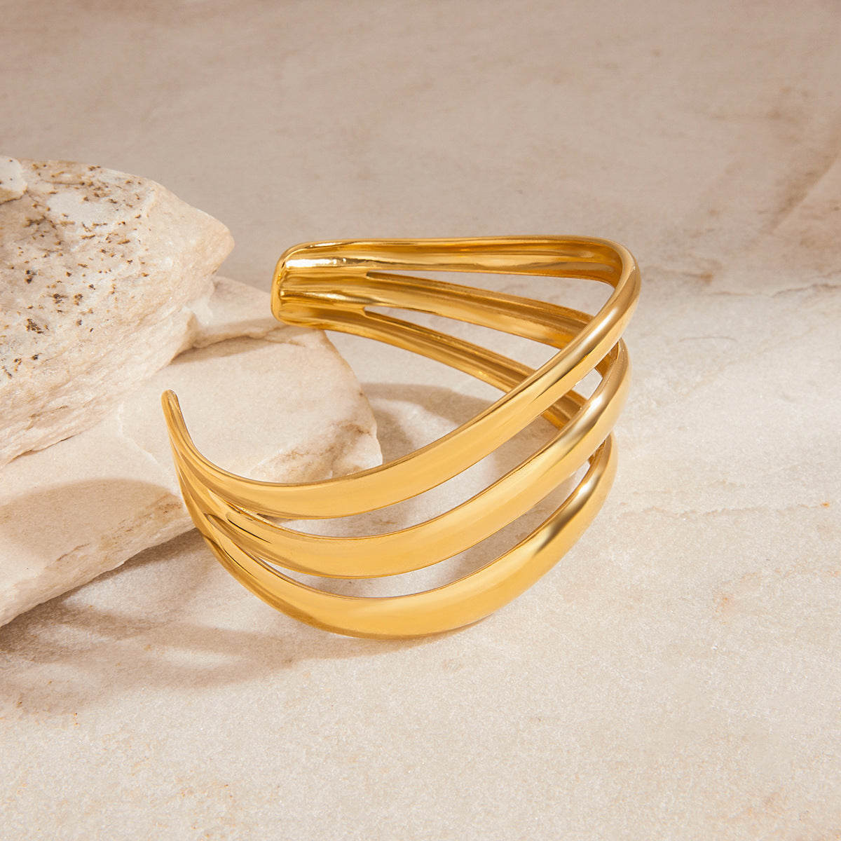 Meredith Triple Layer Gold Bangle