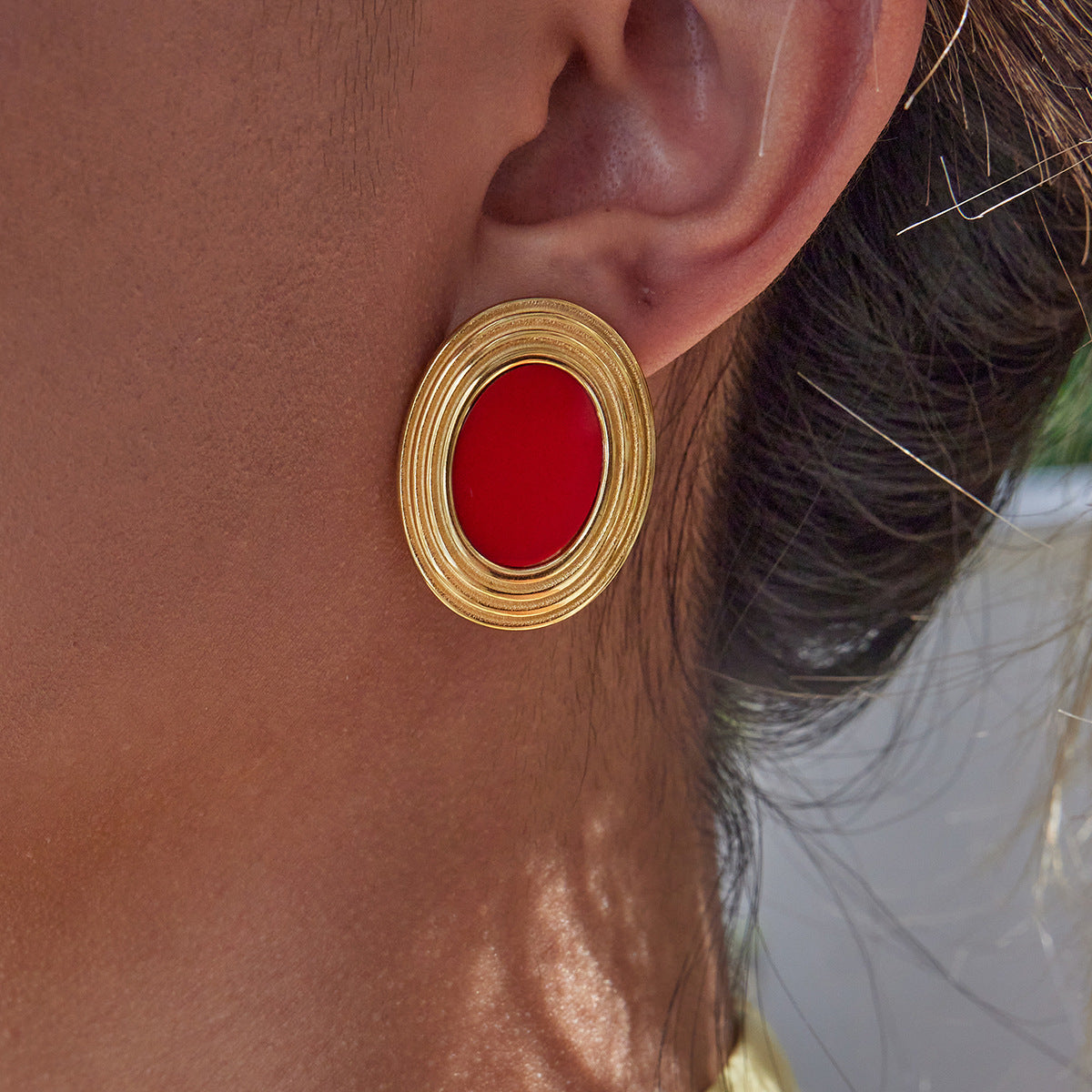 Ruthie Gold Enamel Earrings